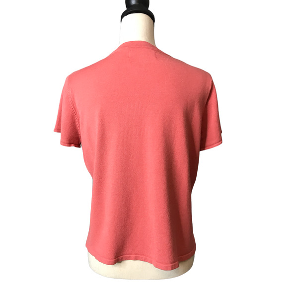 Parisian Signature Orange Faux Wrap Sweater with Embroidered Flowers, Size PXL - Picture 3 of 5